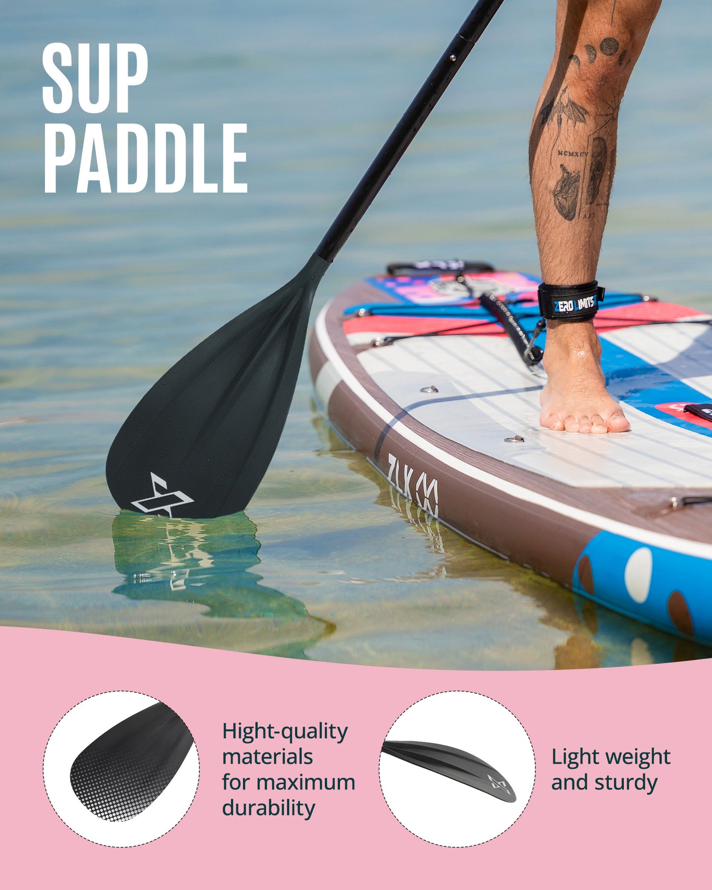Sup Paddle - Red, 4-Pieces Detachable Floating Paddle Board Paddle, Lightweight & Durable Ora, 66’’-82’’ Adjustable SUP Paddles