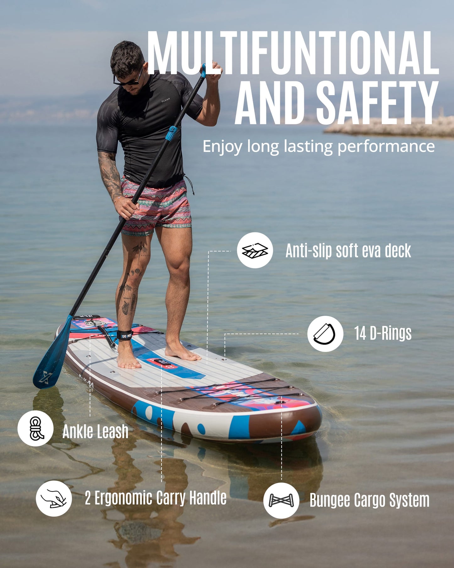 10’6’’ - Dark Green Inflatable Stand Up Paddle Board with SUP Accessories - 02A