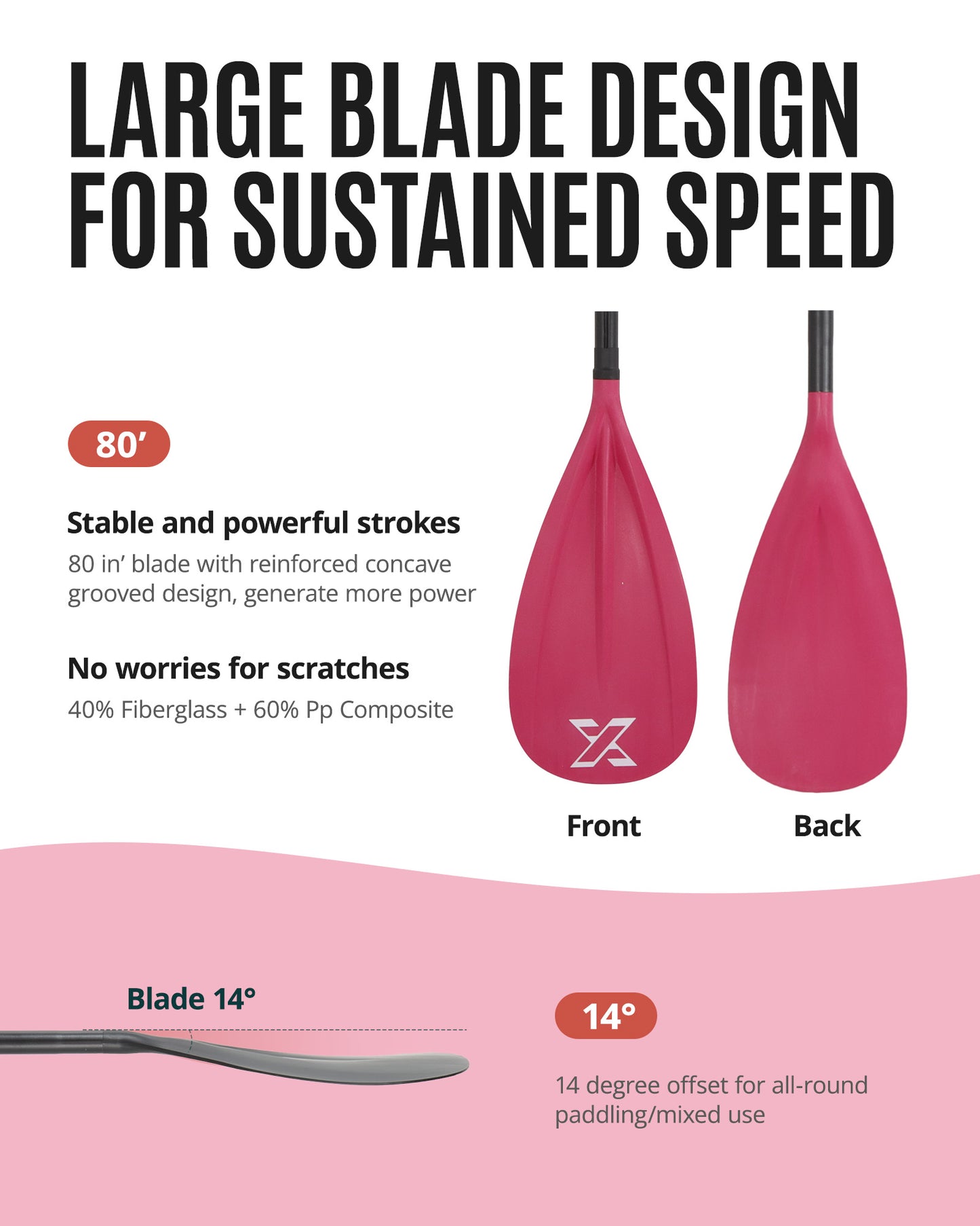 Sup Paddle - Red, 4-Pieces Detachable Floating Paddle Board Paddle, Lightweight & Durable Ora, 66’’-82’’ Adjustable SUP Paddles