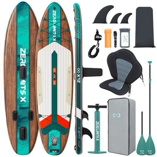 ZLX Inflatable Stand Up Paddle Board, 10'6" SUP Non-Slip Stable Deck Pad, Unique Center Fin, Premium Accessories, Paddleboard for Adults, Beginners, All Skill Levels