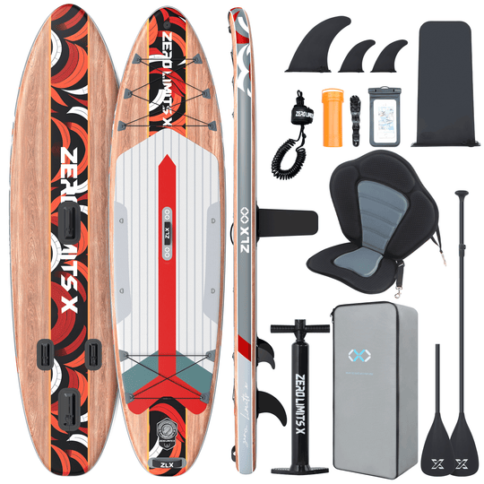 ZLX Inflatable Stand Up Paddle Board, 10'6" SUP Non-Slip Stable Deck Pad, Unique Center Fin, Premium Accessories, Paddleboard for Adults, Beginners, All Skill Levels