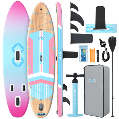 ZLX 11'6"x35" Ultra Wide Inflatable Stand Up Paddle Board, Stable Non-Slip Deck Pad, Unique Fin System, Premium Accessories - Upgraded SUP Pump & Backpack for Adults, All Skill Levels