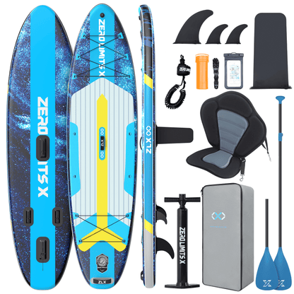 ZLX Inflatable Stand Up Paddle Board, 10'6" SUP Non-Slip Stable Deck Pad, Unique Center Fin, Premium Accessories, Paddleboard for Adults, Beginners, All Skill Levels
