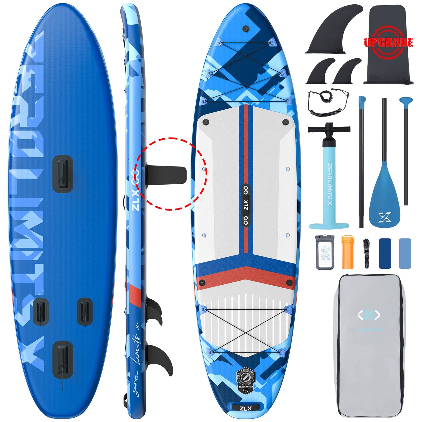 11’6’’ Blue-Inflatable Stand Up Paddle Board with SUP Accessories-04A