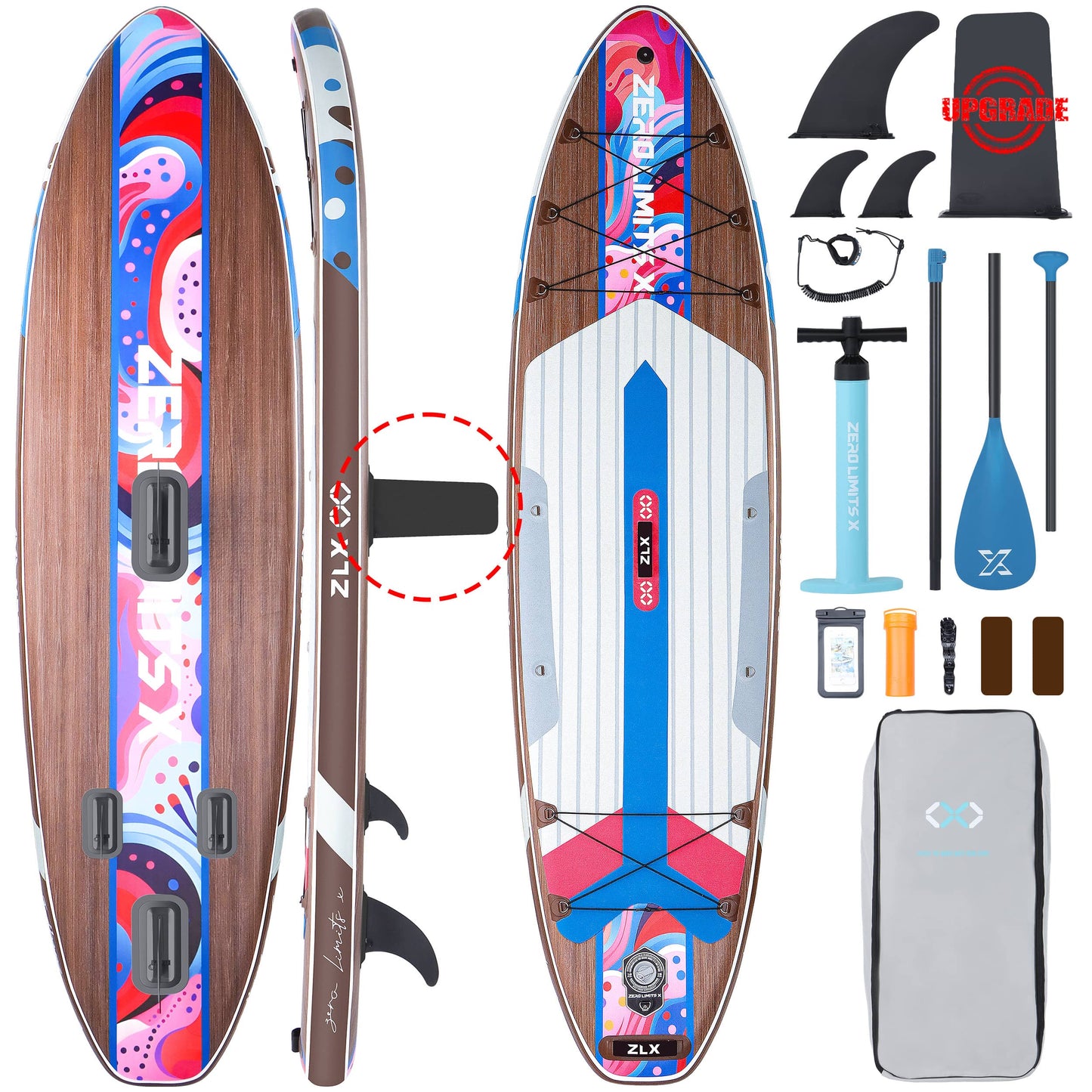 10’6’’ - Blue Inflatable Stand Up Paddle Board with SUP Accessories - 05A