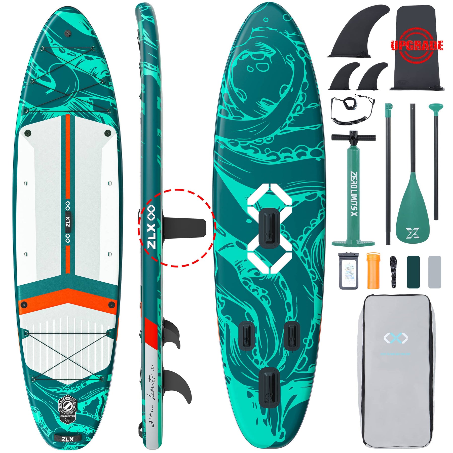 11'6'' Green-Inflatable Stand Up Paddle Board with SUP Accessories