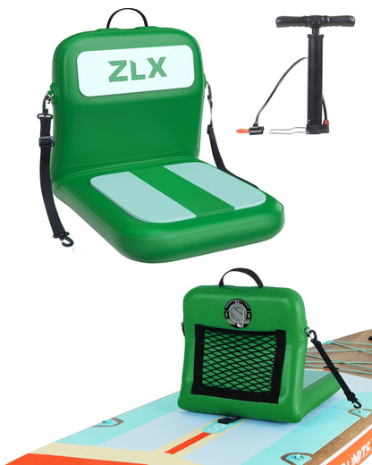 ZLX Paddle Board Seat with Back Support, Portable Kayak Seat, Air Pump Included, Universal Inflatable Seat for Adults, Foldable Ergonomic Design, Easy Install for Outdoor Fishing/Kayaking/Camping