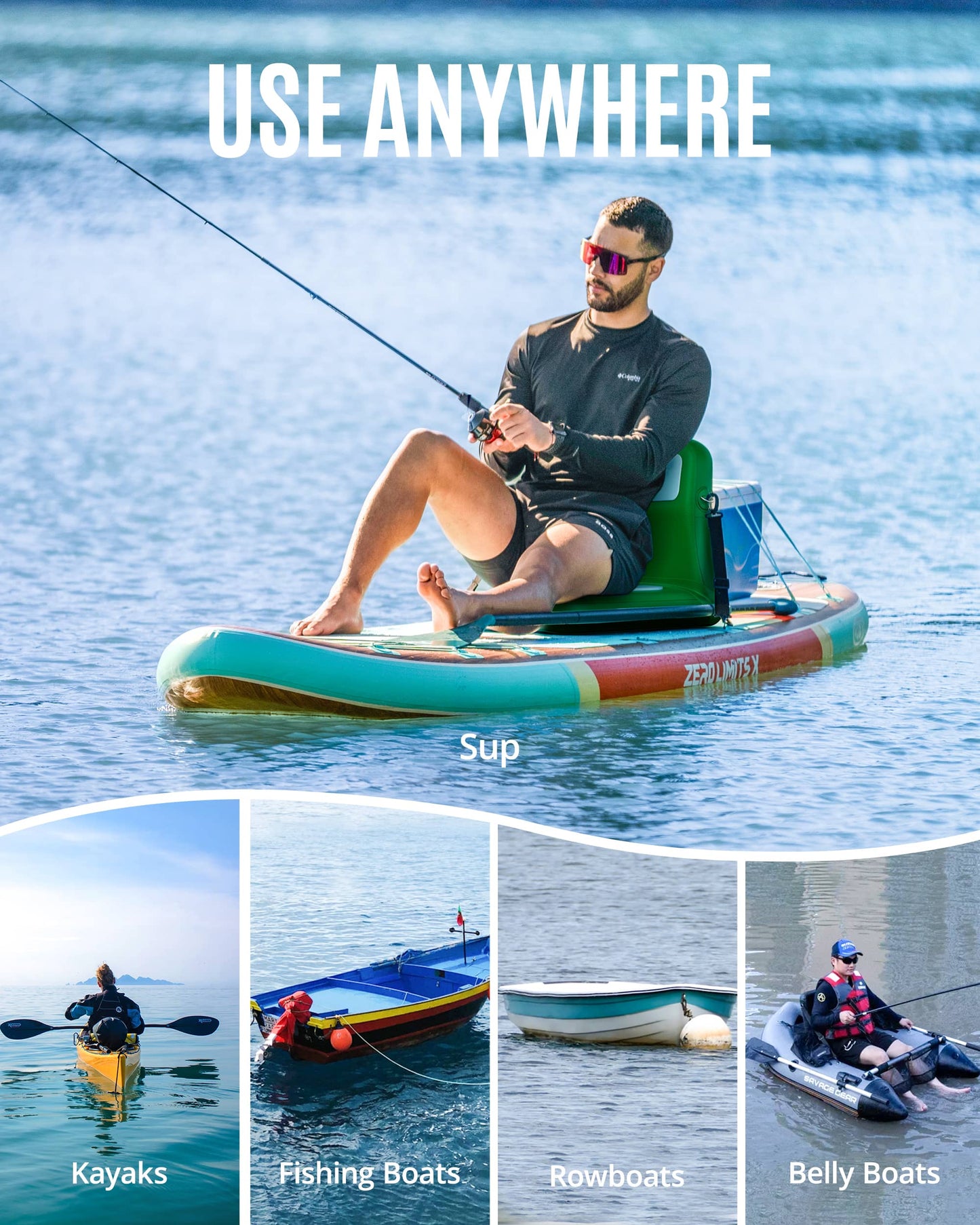 ZLX Paddle Board Seat with Back Support, Portable Kayak Seat, Air Pump Included, Universal Inflatable Seat for Adults, Foldable Ergonomic Design, Easy Install for Outdoor Fishing/Kayaking/Camping