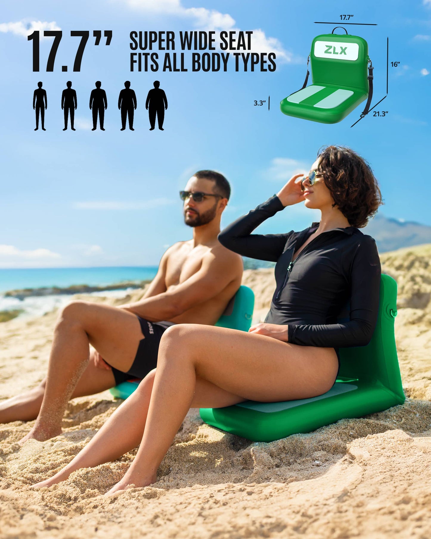 ZLX Paddle Board Seat with Back Support, Portable Kayak Seat, Air Pump Included, Universal Inflatable Seat for Adults, Foldable Ergonomic Design, Easy Install for Outdoor Fishing/Kayaking/Camping