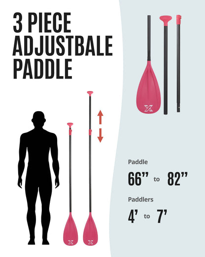 Sup Paddle - Red, 3-Pieces Detachable Floating Paddle Board Paddle, Lightweight & Durable Ora, 66’’-82’’ Adjustable SUP Paddles