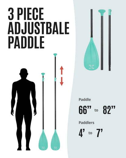 Sup Paddle - Green, 3-Pieces Detachable Floating Paddle Board Paddle, Lightweight & Durable Ora, 66’’-82’’ Adjustable SUP Paddles