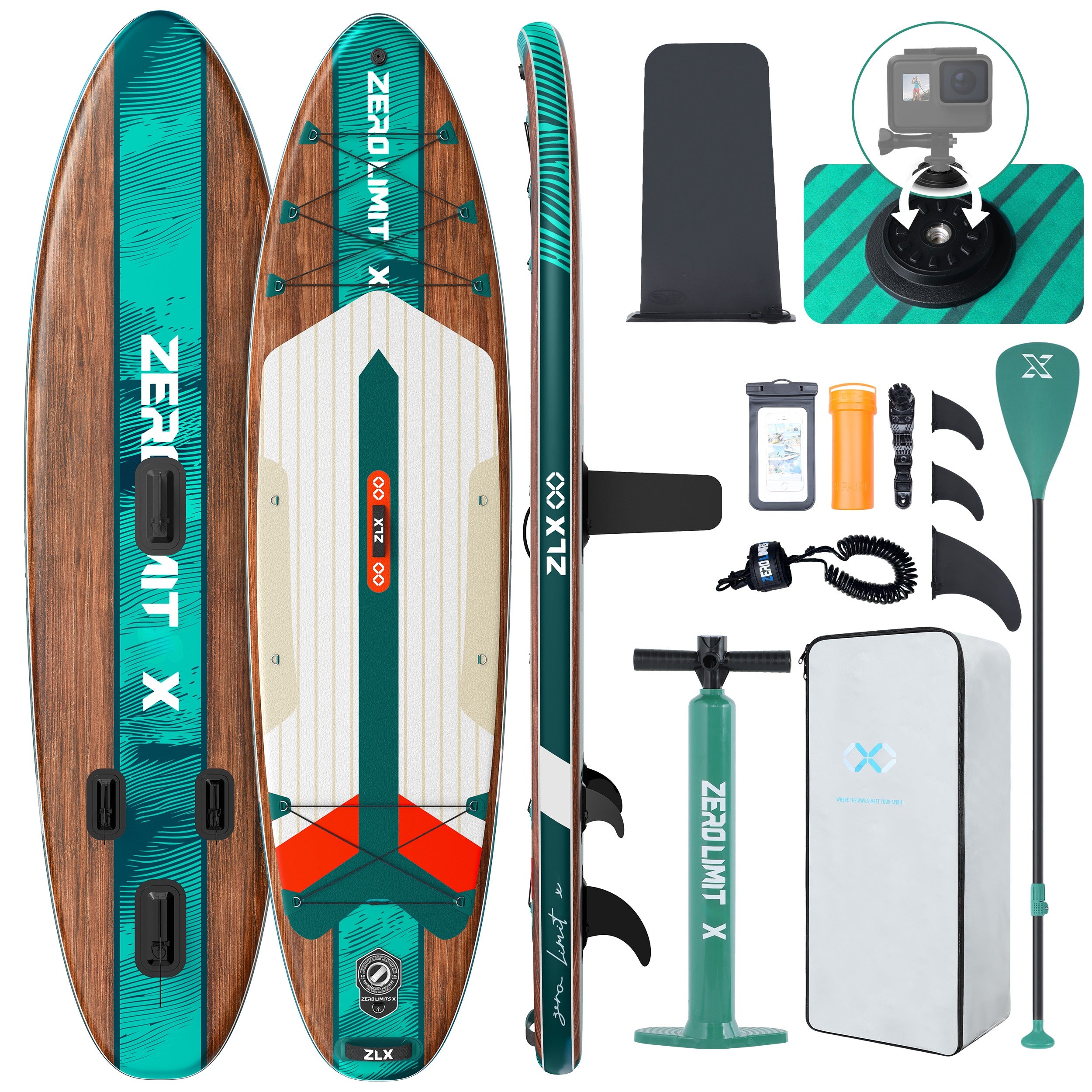 10'6'' - Dark Green Inflatable Stand Up Paddle Board with SUP