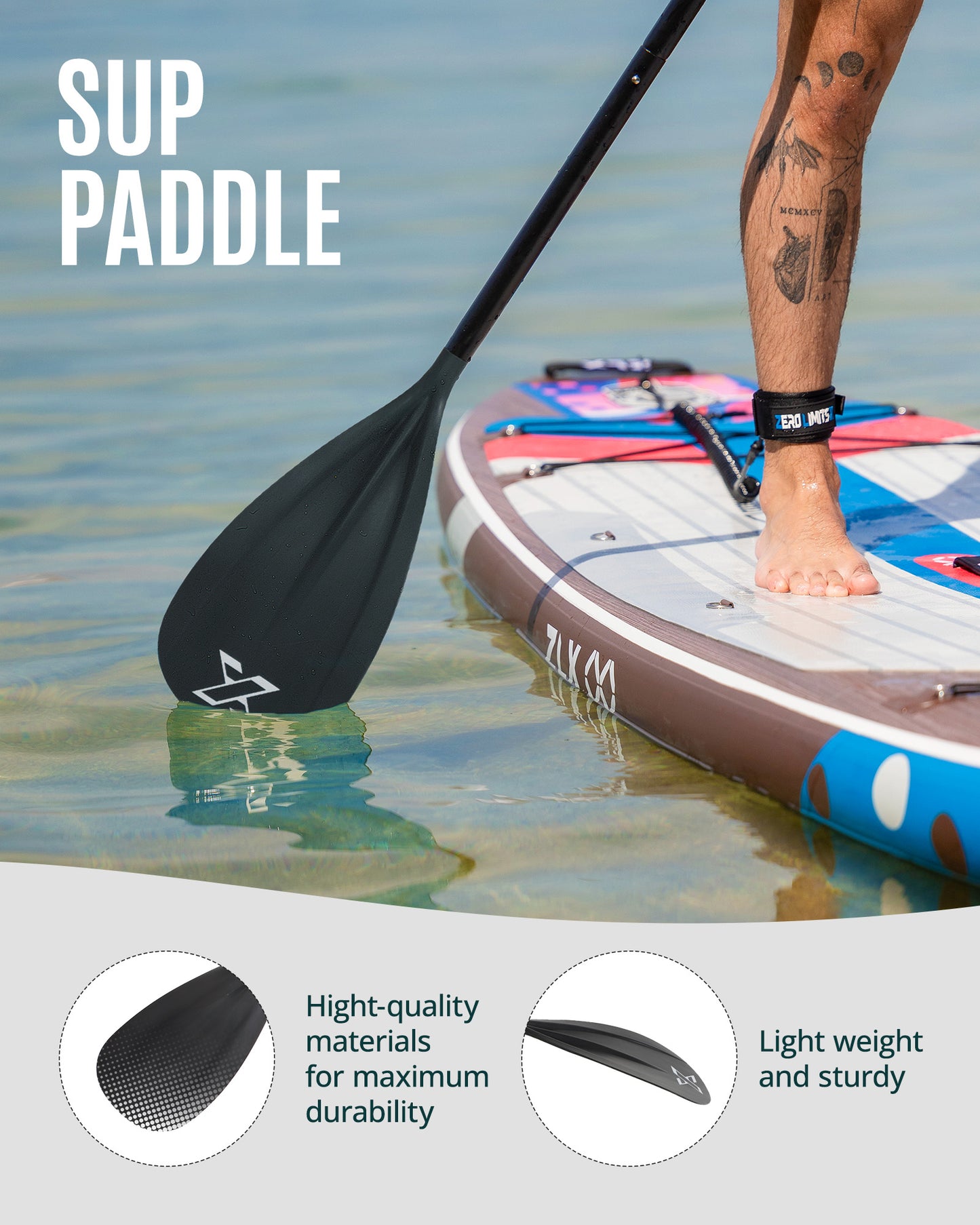 Sup Paddle - Black, 4-Pieces Detachable Floating Paddle Board Paddle, Lightweight & Durable Ora, 66’’-82’’ Adjustable SUP Paddles