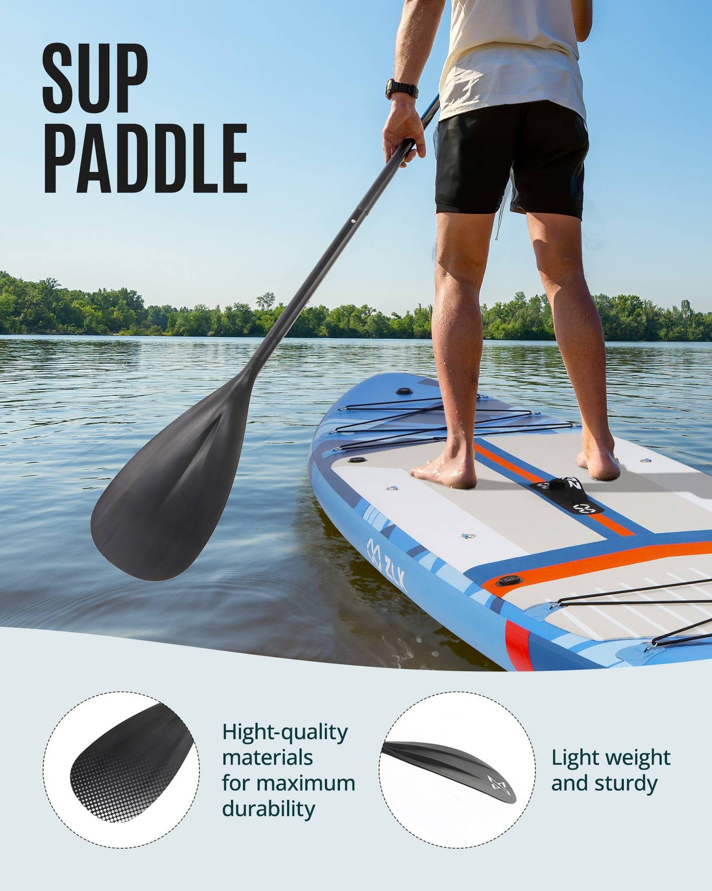 Sup Paddle - Green, 3-Pieces Detachable Floating Paddle Board Paddle, Lightweight & Durable Ora, 66’’-82’’ Adjustable SUP Paddles