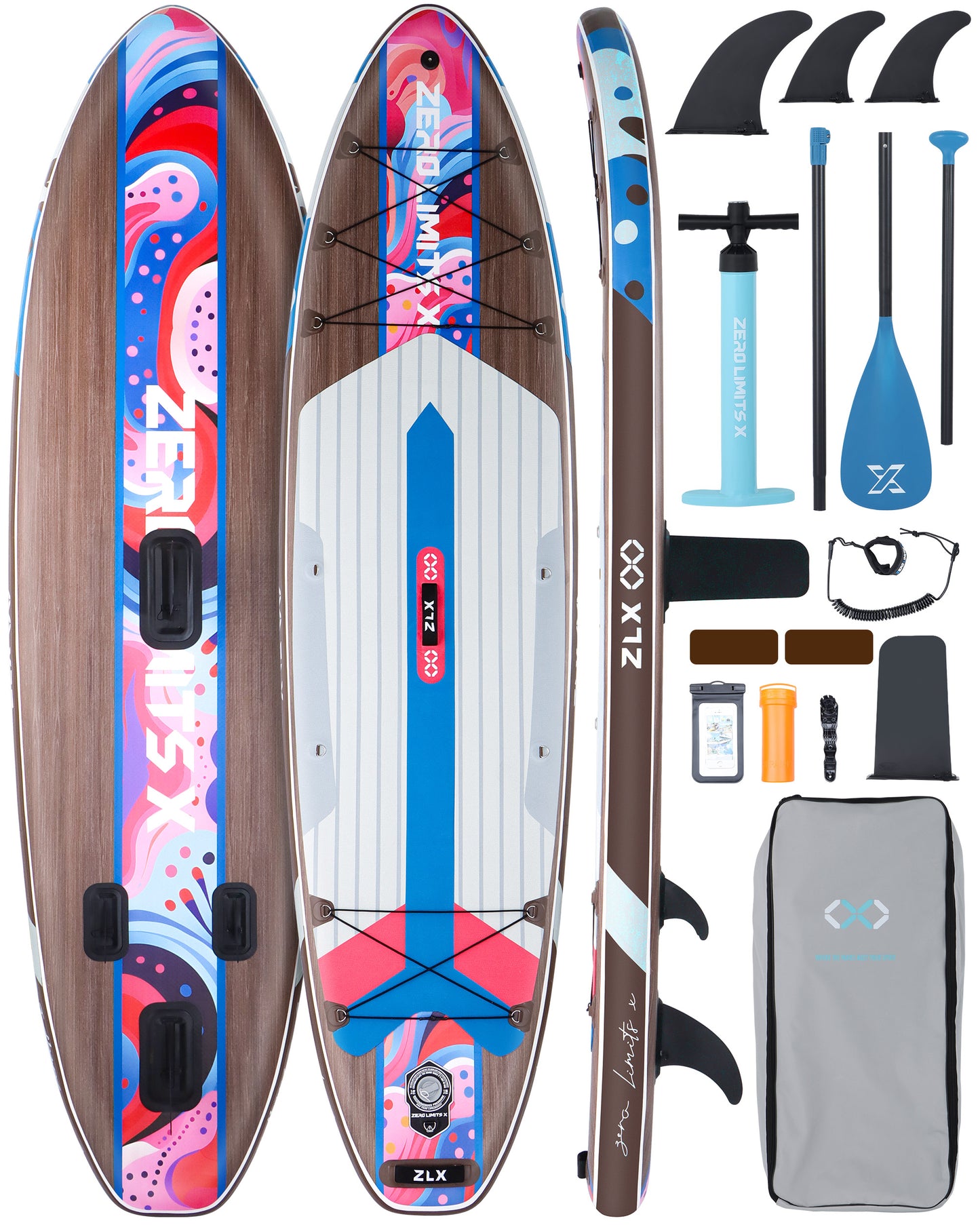 ZLX 10’6’’ Inflatable Stand Up Paddle Board with SUP Accessories
