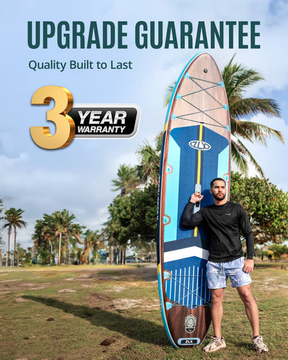 ZLX 11'6"x35" Ultra Wide Inflatable Stand Up Paddle Board, Stable Non-Slip Deck Pad, Unique Fin System, Premium Accessories - Upgraded SUP Pump & Backpack for Adults, All Skill Levels