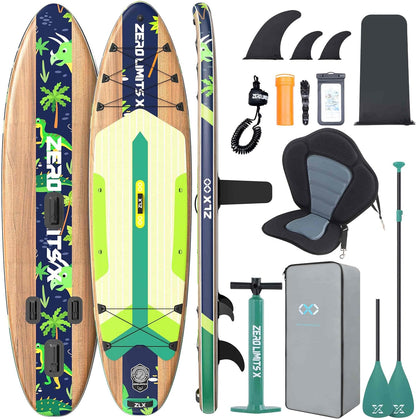 ZLX Inflatable Stand Up Paddle Board, 10'6" SUP Non-Slip Stable Deck Pad, Unique Center Fin, Premium Accessories, Paddleboard for Adults, Beginners, All Skill Levels