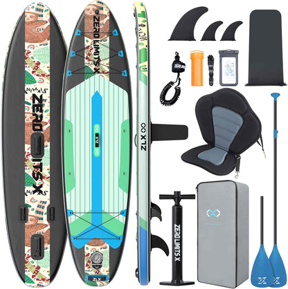 ZLX Inflatable Stand Up Paddle Board, 10'6" SUP Non-Slip Stable Deck Pad, Unique Center Fin, Premium Accessories, Paddleboard for Adults, Beginners, All Skill Levels