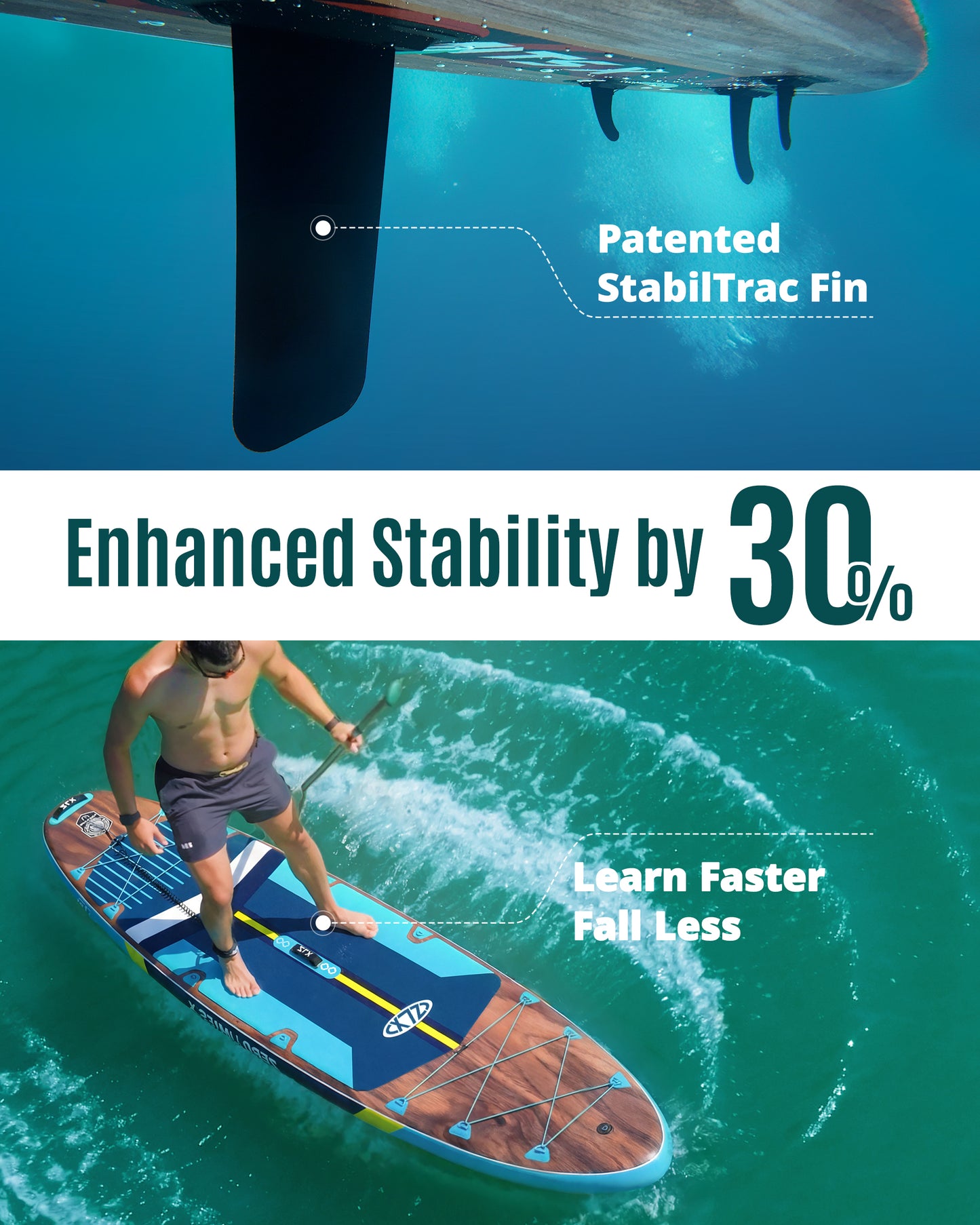 ZLX 11'6"x35" Ultra Wide Inflatable Stand Up Paddle Board, Stable Non-Slip Deck Pad, Unique Fin System, Premium Accessories - Upgraded SUP Pump & Backpack for Adults, All Skill Levels