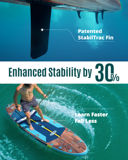ZLX 11'6"x35" Ultra Wide Inflatable Stand Up Paddle Board, Stable Non-Slip Deck Pad, Unique Fin System, Premium Accessories - Upgraded SUP Pump & Backpack for Adults, All Skill Levels