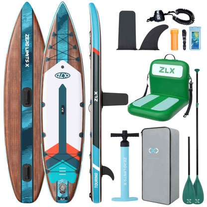 ZLX 11'6" Extra Wide Inflatable Paddle Board, Touring Stand Up Paddleboard, Non-Slip Deck Pad, Stable Center Fin, Portable Long Distance SUP, Premium Accessories for Adults, 500lb/3 People/Family