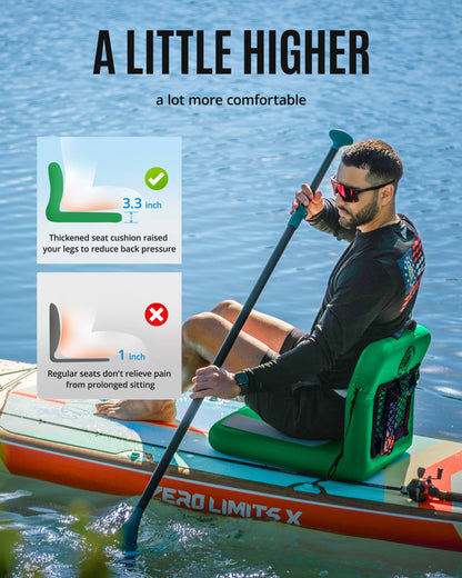 ZLX Paddle Board Seat with Back Support, Portable Kayak Seat, Air Pump Included, Universal Inflatable Seat for Adults, Foldable Ergonomic Design, Easy Install for Outdoor Fishing/Kayaking/Camping