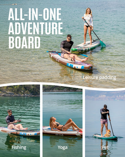 ZLX Inflatable Stand Up Paddle Board, 10'6" SUP Non-Slip Stable Deck Pad, Unique Center Fin, Premium Accessories, Paddleboard for Adults, Beginners, All Skill Levels