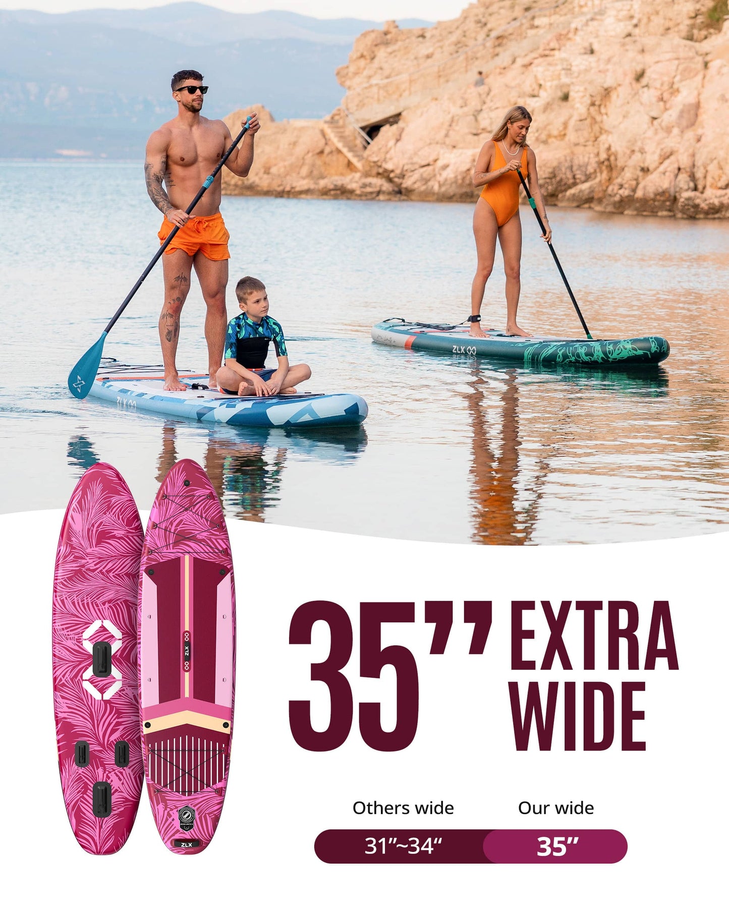 11’6’’ Rose Red-Inflatable Stand Up Paddle Board with SUP Accessories-03A