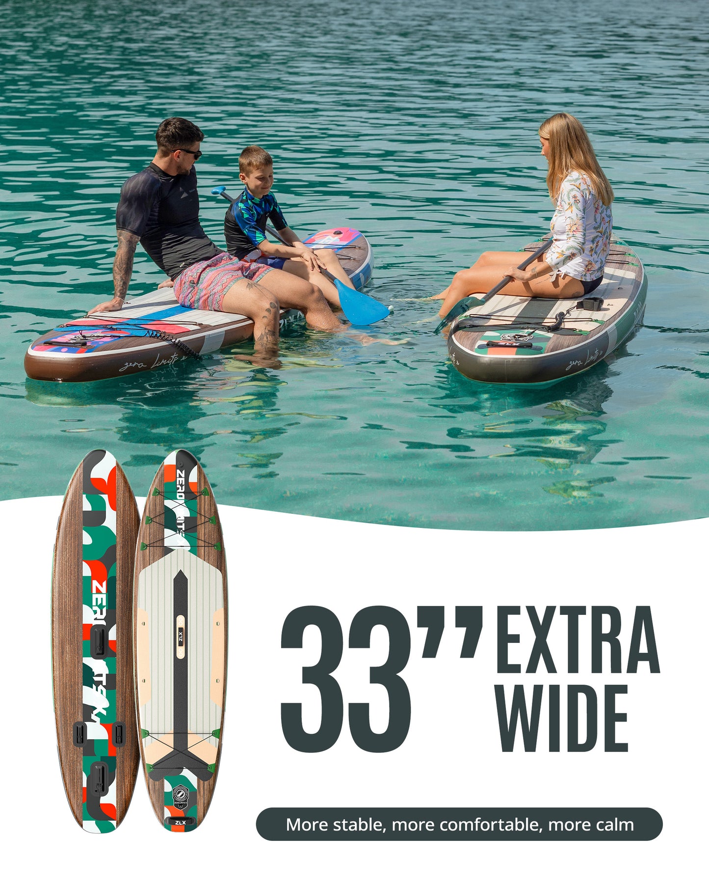 10’6’’ - Green Inflatable Stand Up Paddle Board with SUP Accessories - 01A