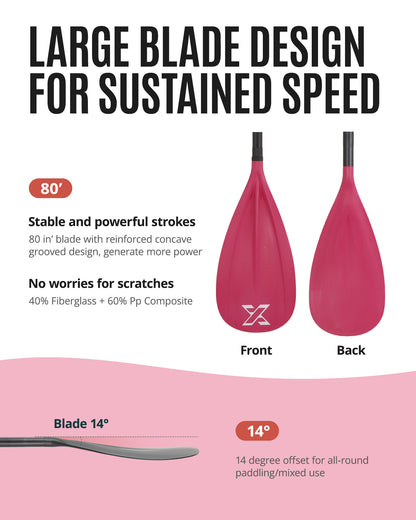Sup Paddle - Red, 4-Pieces Detachable Floating Paddle Board Paddle, Lightweight & Durable Ora, 66’’-82’’ Adjustable SUP Paddles