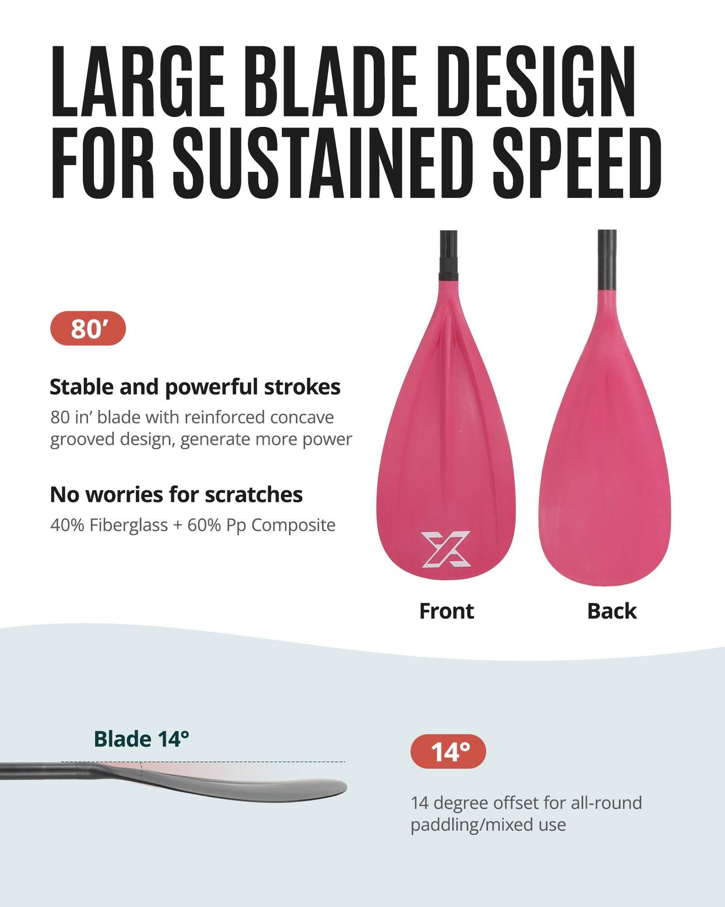 Sup Paddle - Red, 3-Pieces Detachable Floating Paddle Board Paddle, Lightweight & Durable Ora, 66’’-82’’ Adjustable SUP Paddles