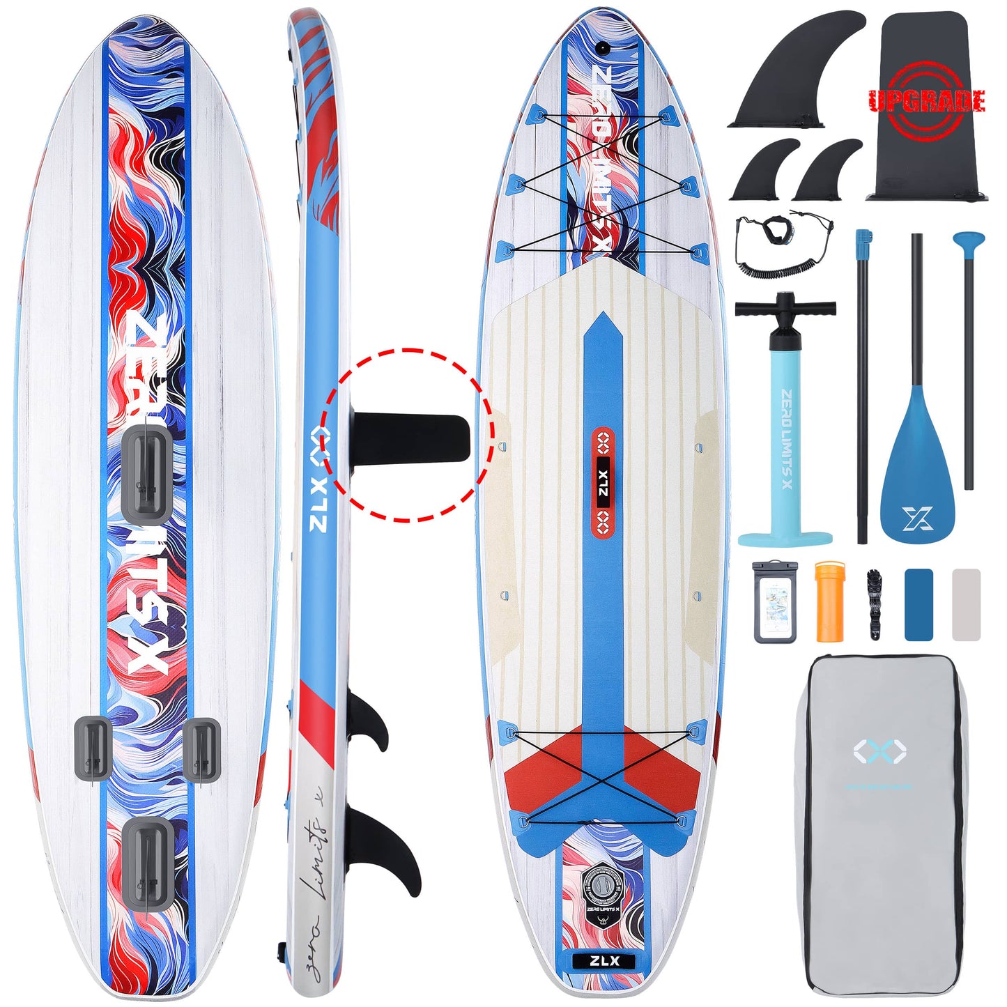 10’6’’ - Grey Inflatable Stand Up Paddle Board with SUP Accessories - 03A